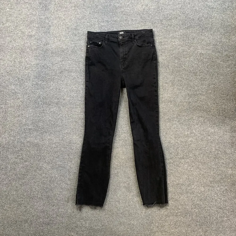 Paige Jeans Womens 30 Faded Black Claudine Ankle Raw Hem High Rise Skinny Ankle